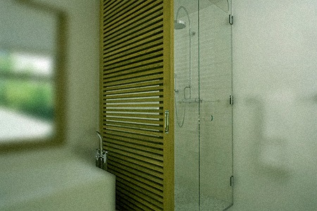 由重新利用的木材制成的淋浴屏